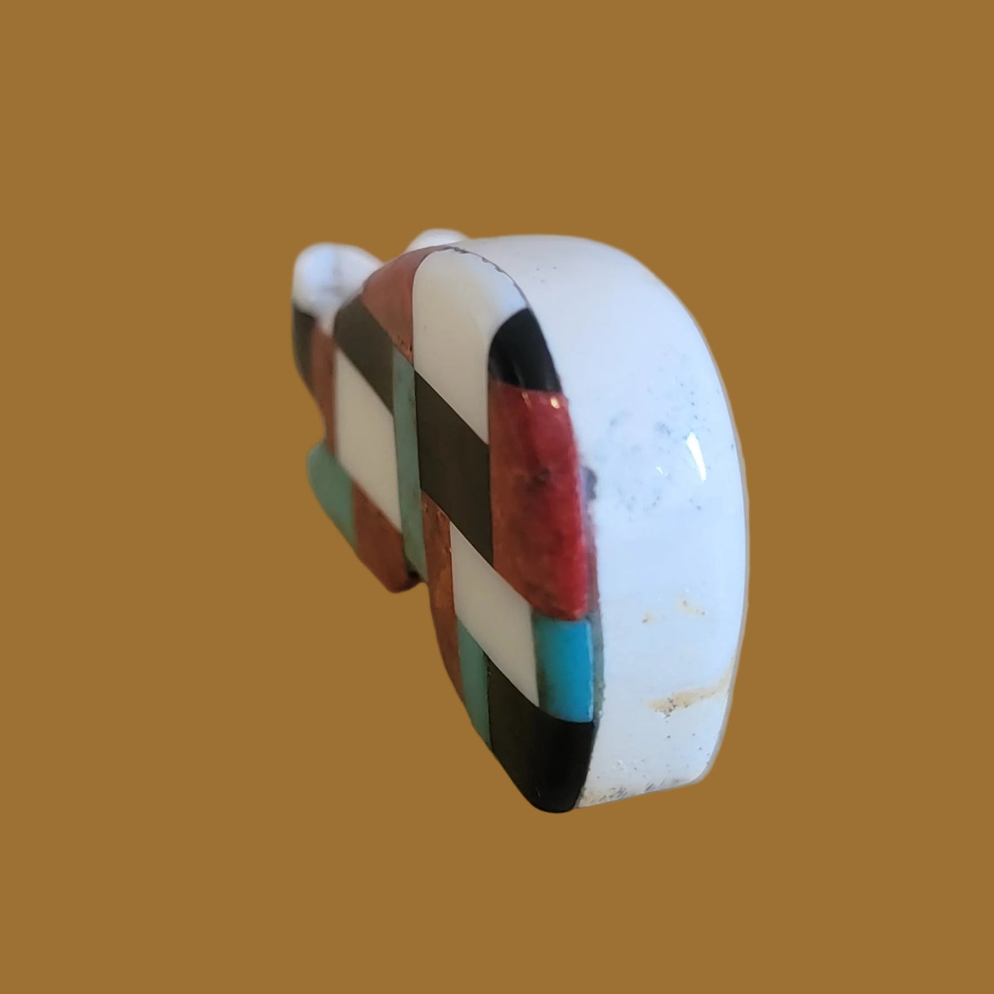 Mosaic Inlay Serpentine Bear Zuni Fetish