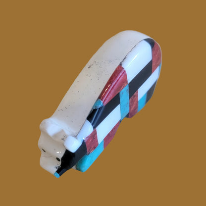 Mosaic Inlay Serpentine Bear Zuni Fetish