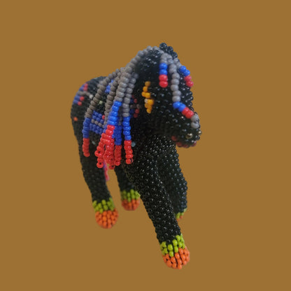 Zuni Pueblo Fully Beaded Horse w/Prayer Feather Pattern Indian Beadwork