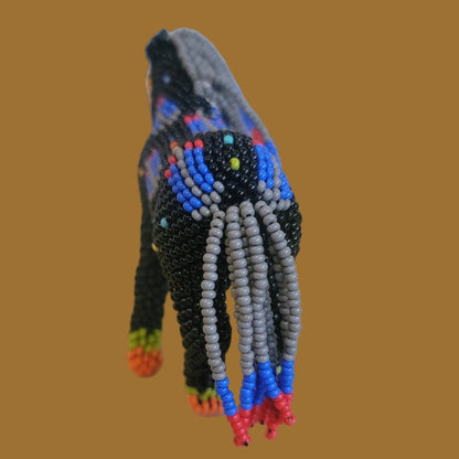 Zuni Pueblo Fully Beaded Horse w/Prayer Feather Pattern Indian Beadwork