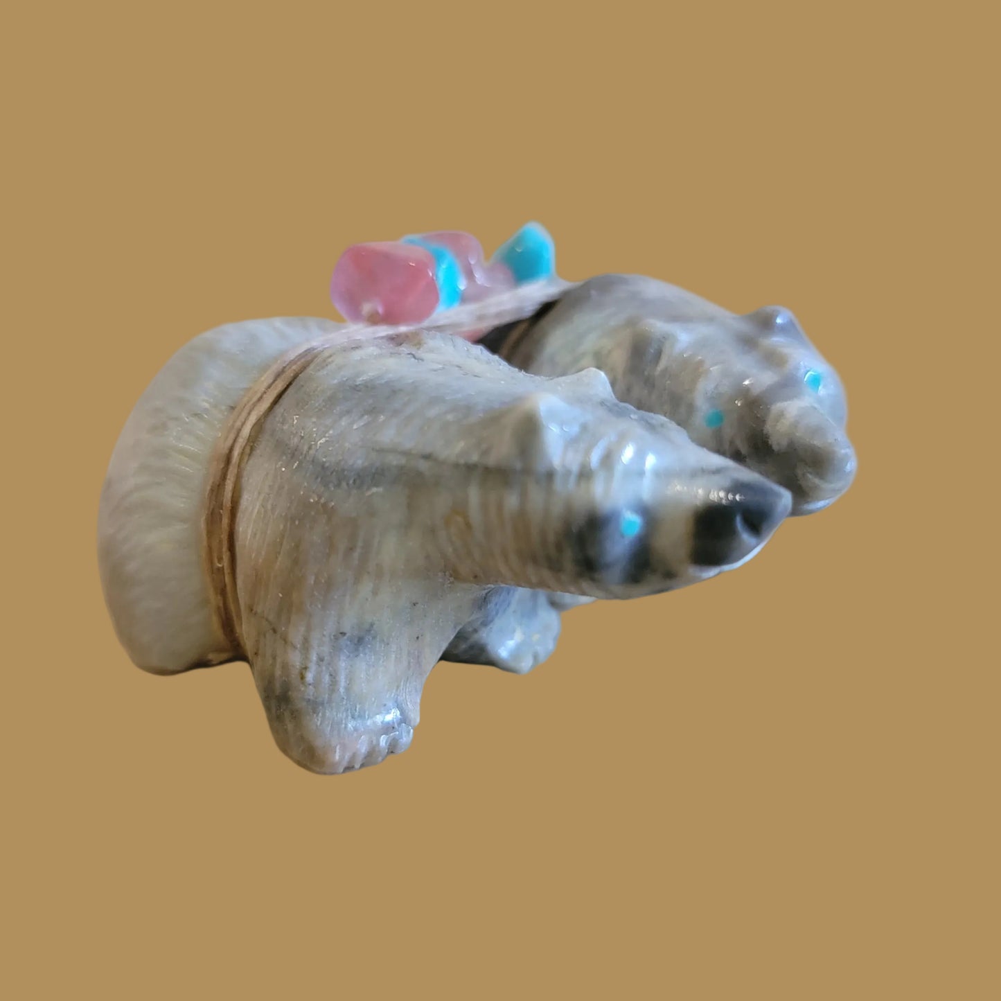 Double Picasso Marble Bears w/ Beautiful Pack Zuni Fetish