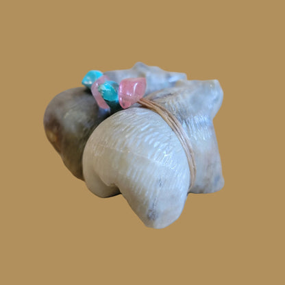 Double Picasso Marble Bears w/ Beautiful Pack Zuni Fetish