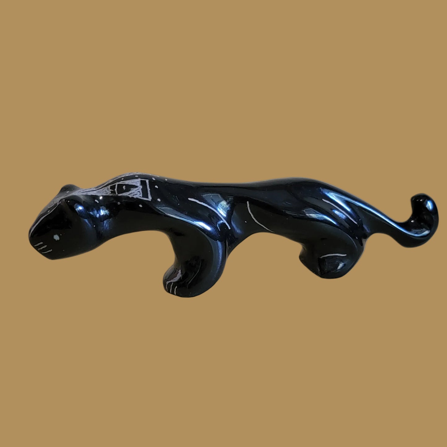 Etched Black Marble Panther/Puma Zuni Fetish