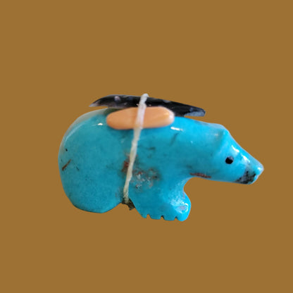 Turquoise Bear with Pack Zuni Fetish