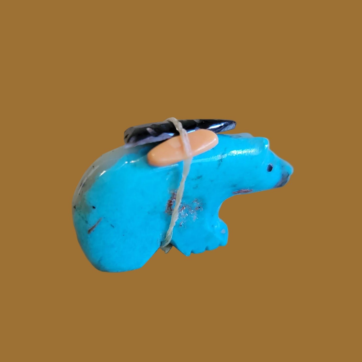 Turquoise Bear with Pack Zuni Fetish