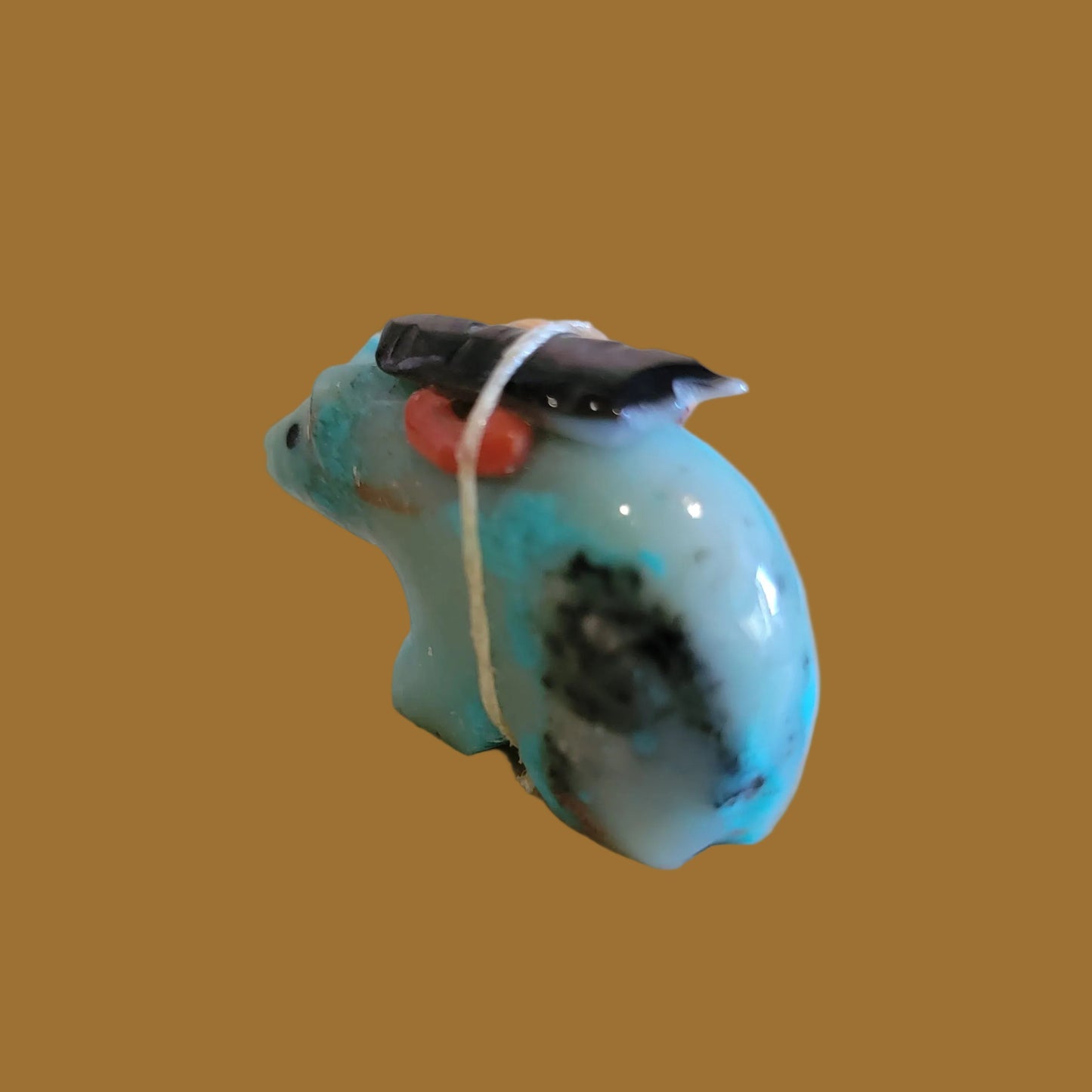 Turquoise Bear with Pack Zuni Fetish