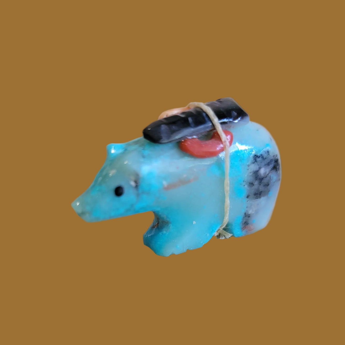 Turquoise Bear with Pack Zuni Fetish