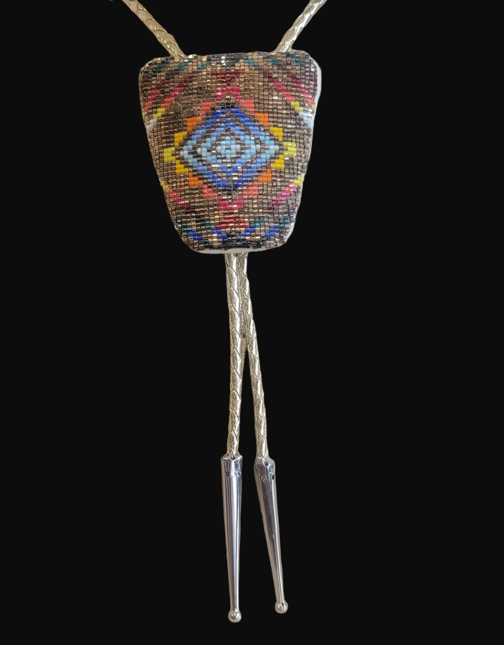  glass seed beads bolo tie indian beadwork