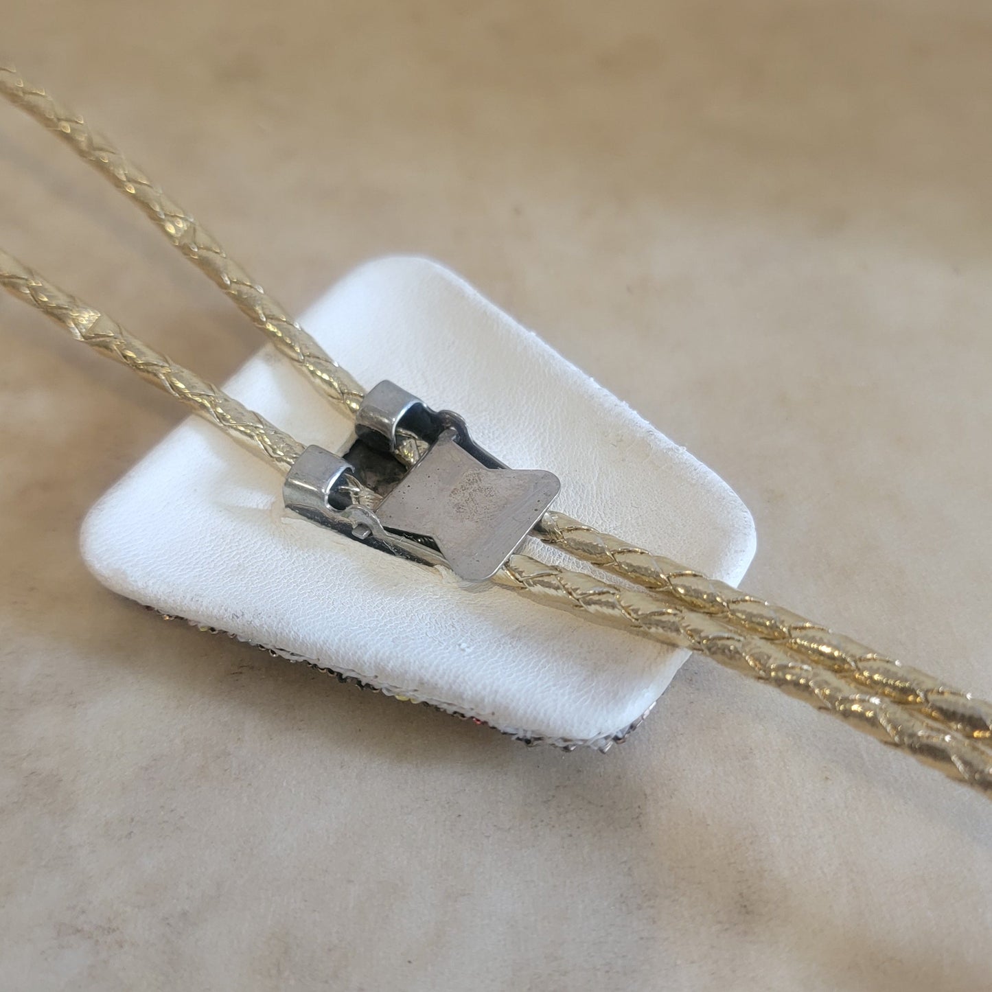 Square Cut Beaded Navajo Bolo Tie Indian Beadwork