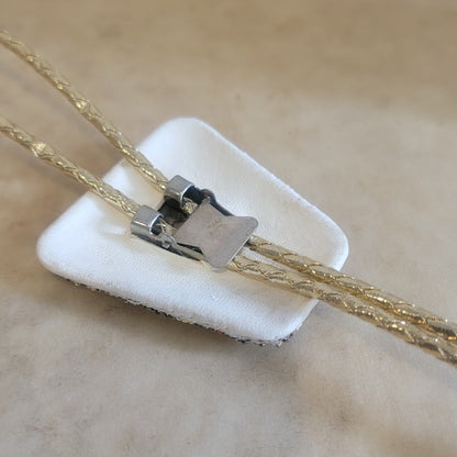 Square Cut Beaded Navajo Bolo Tie Indian Beadwork