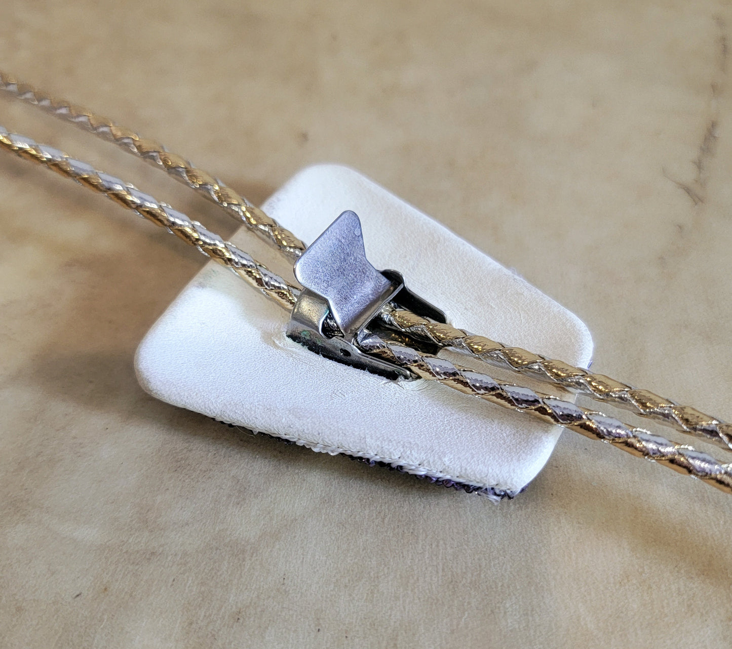 Beautiful Chevron Pattern Square Cut Beaded Bolo Tie Indian Beadwork