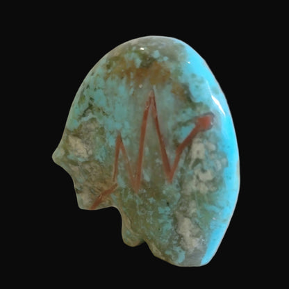 Turquoise W/Coral Medicine Bear Zuni Fetish