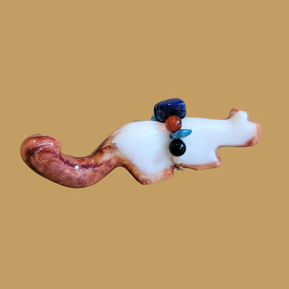 Spiny Oyster Shell Mountain Lion w/ Fancy Pack Zuni Fetish