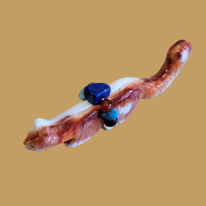 Spiny Oyster Shell Mountain Lion w/ Fancy Pack Zuni Fetish