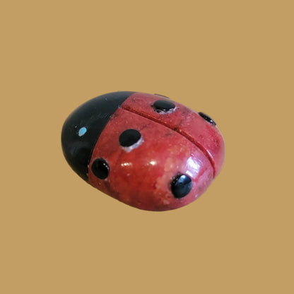 Apple Coral / Jet Spotted Ladybug Zuni Fetish