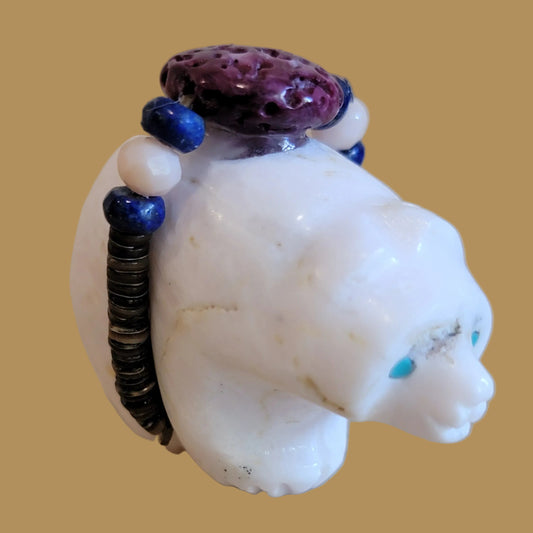 Pink Mangano Calcite Bear w/ Fancy Bundle Zuni Fetish