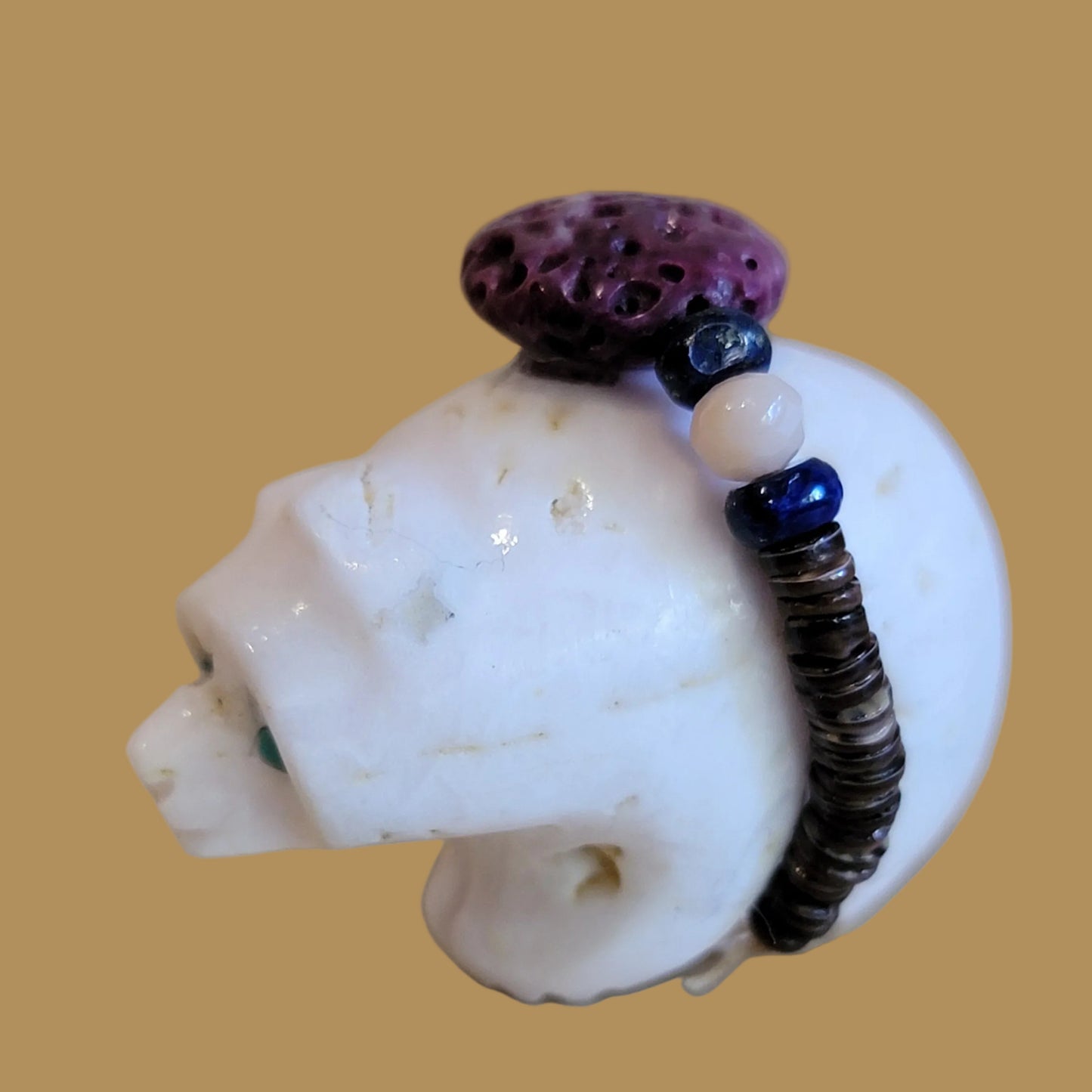Pink Mangano Calcite Bear w/ Fancy Bundle Zuni Fetish
