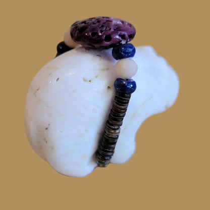 Pink Mangano Calcite Bear w/ Fancy Bundle Zuni Fetish
