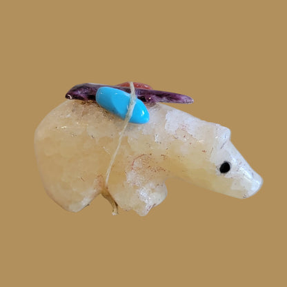Calcite Bear w/Pack Zuni Fetish