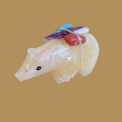 Calcite Bear w/Pack Zuni Fetish