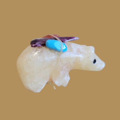 Calcite Bear w/Pack Zuni Fetish
