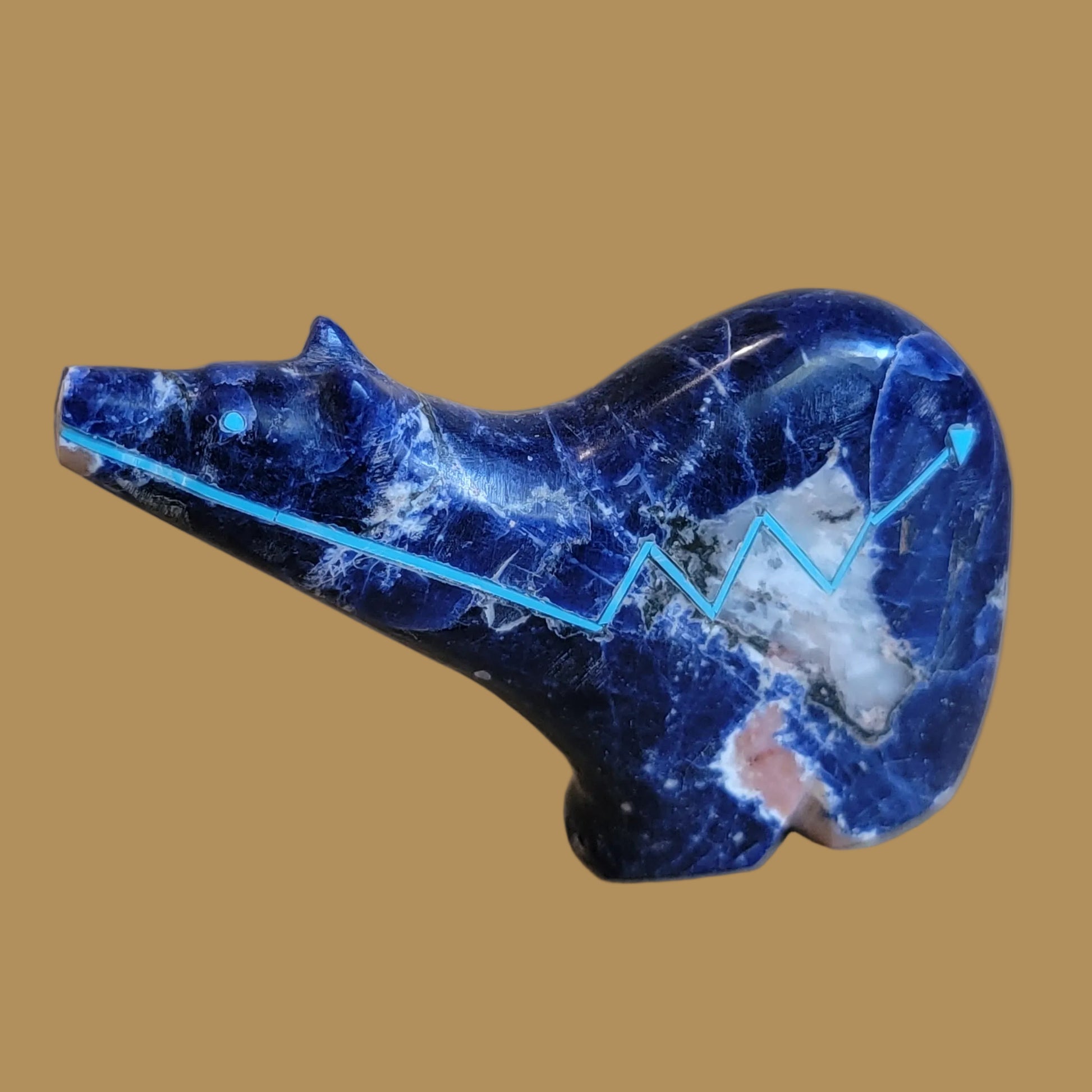 Sunset Sodalite Star Gazing Medicine Bear Zuni Fetish
