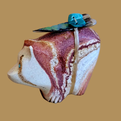 Sandstone Bear W/ Pack Zuni Fetish