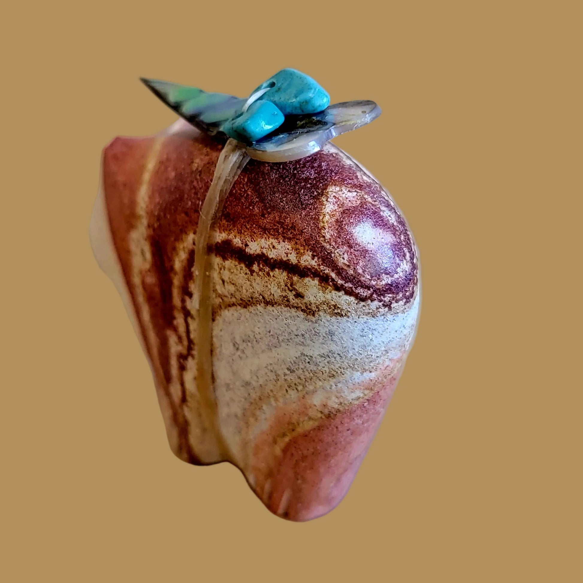 Sandstone Bear W/ Pack Zuni Fetish