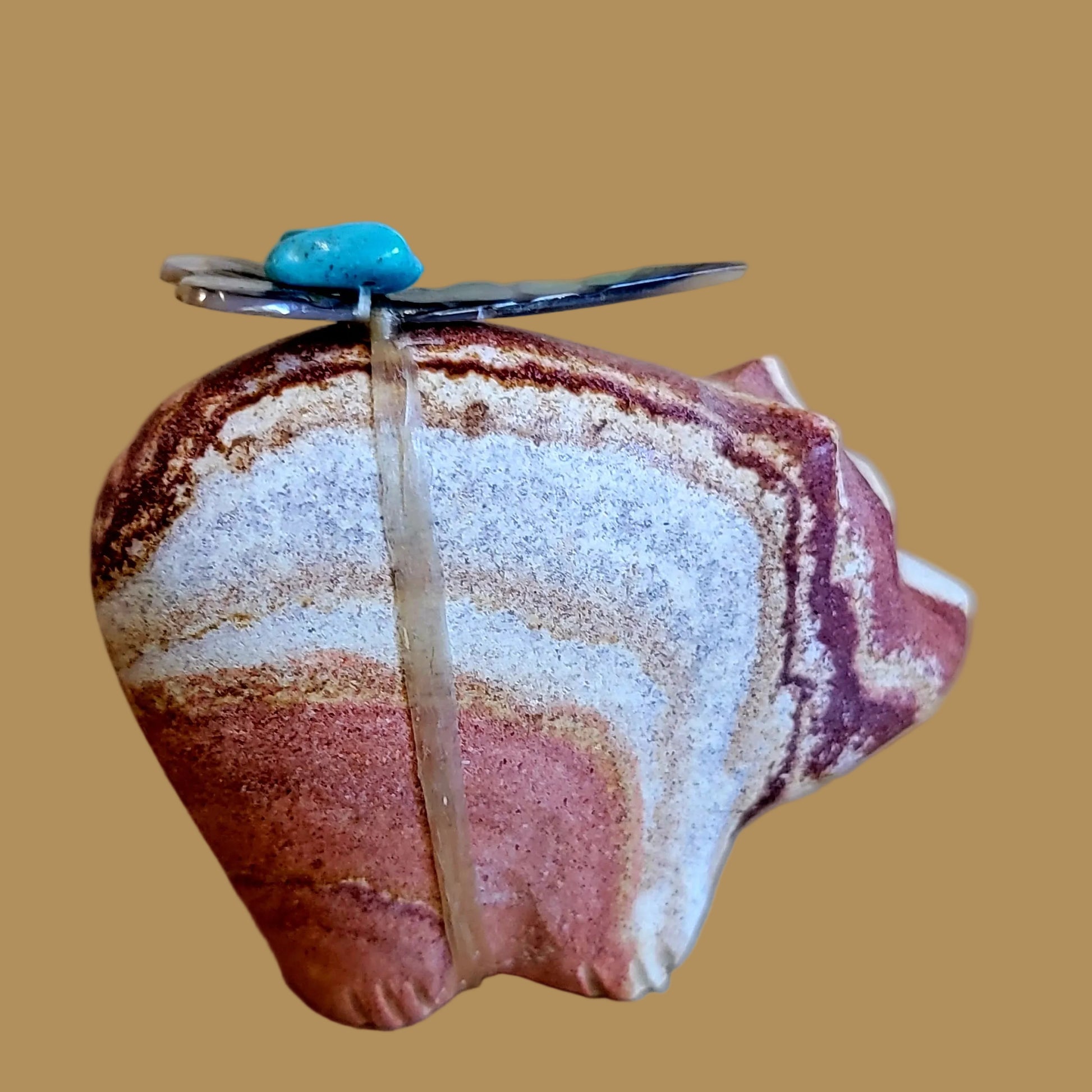 Sandstone Bear W/ Pack Zuni Fetish