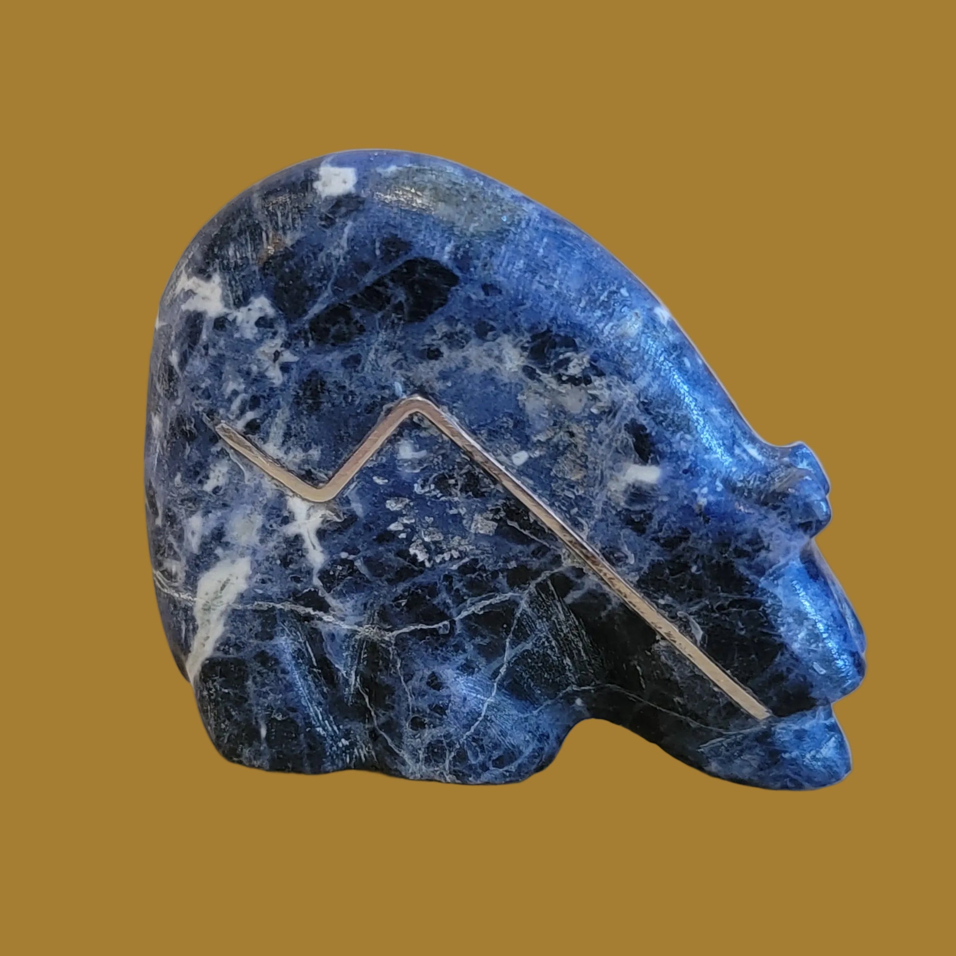 Sodalte Medicine Bear w/ Sterling Heartline Zuni Fetish