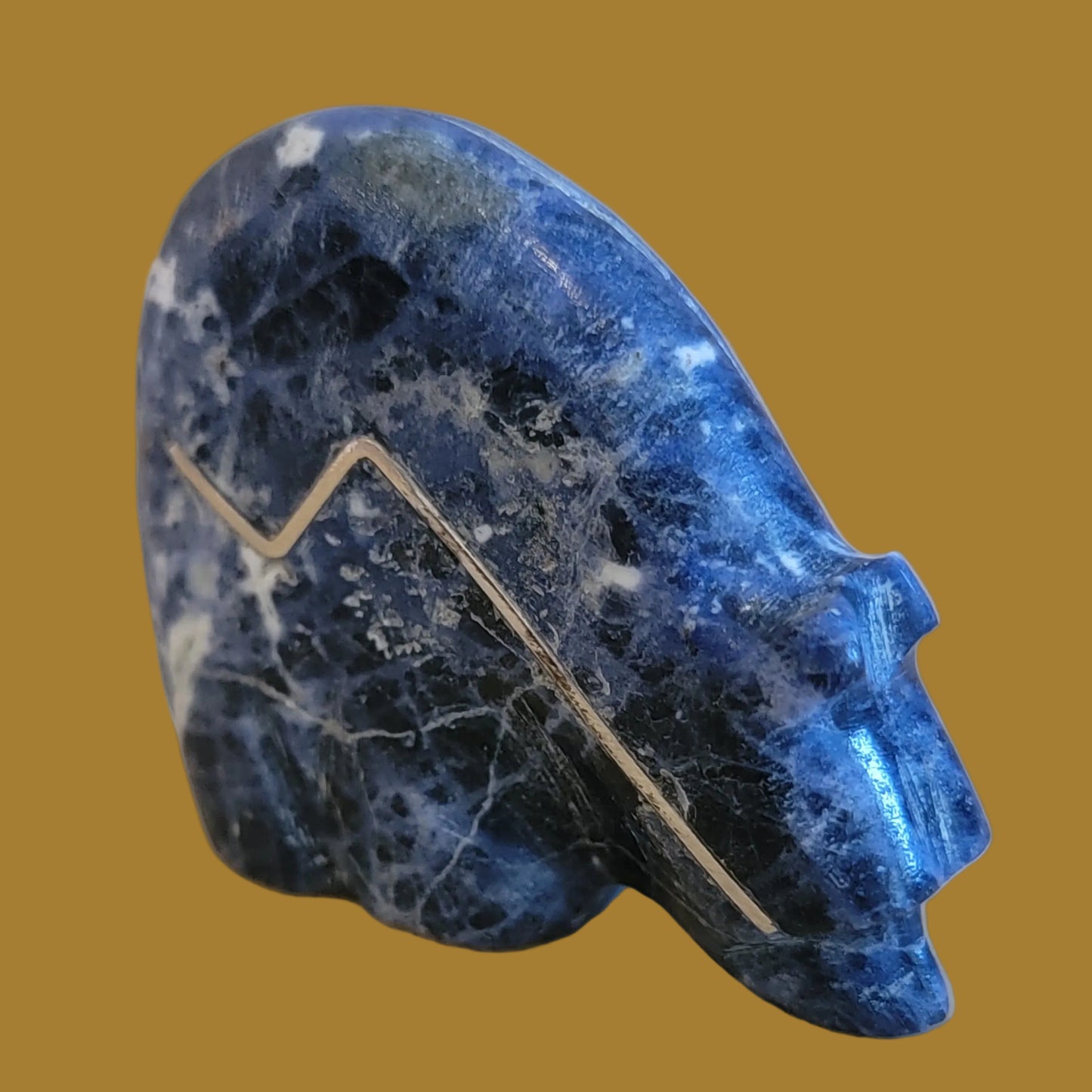 Sodalte Medicine Bear w/ Sterling Heartline Zuni Fetish