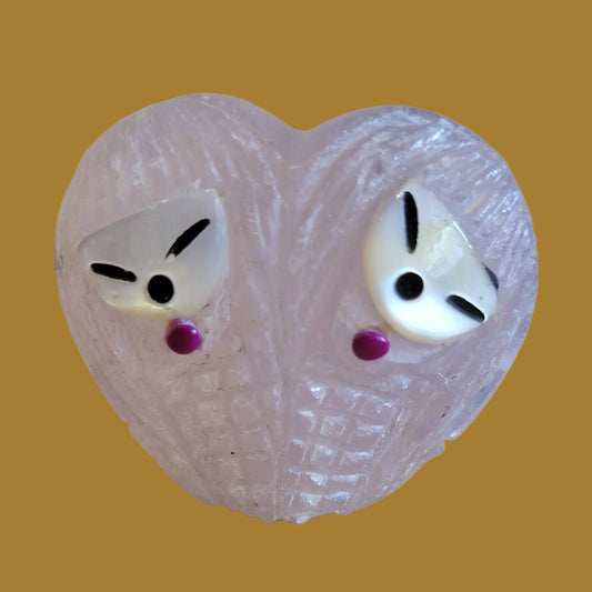Pink Fluorite Double Heart Maidens Zuni Maiden