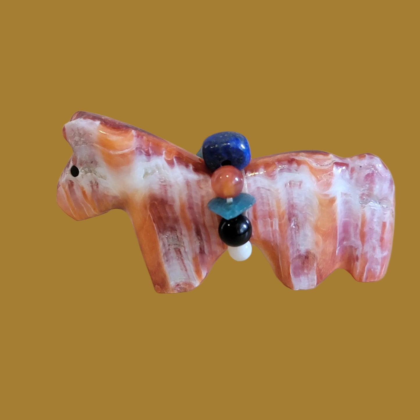 Spiny Oyster Shell Horse w/ Fancy Gemstone Bundle Zuni Fetish