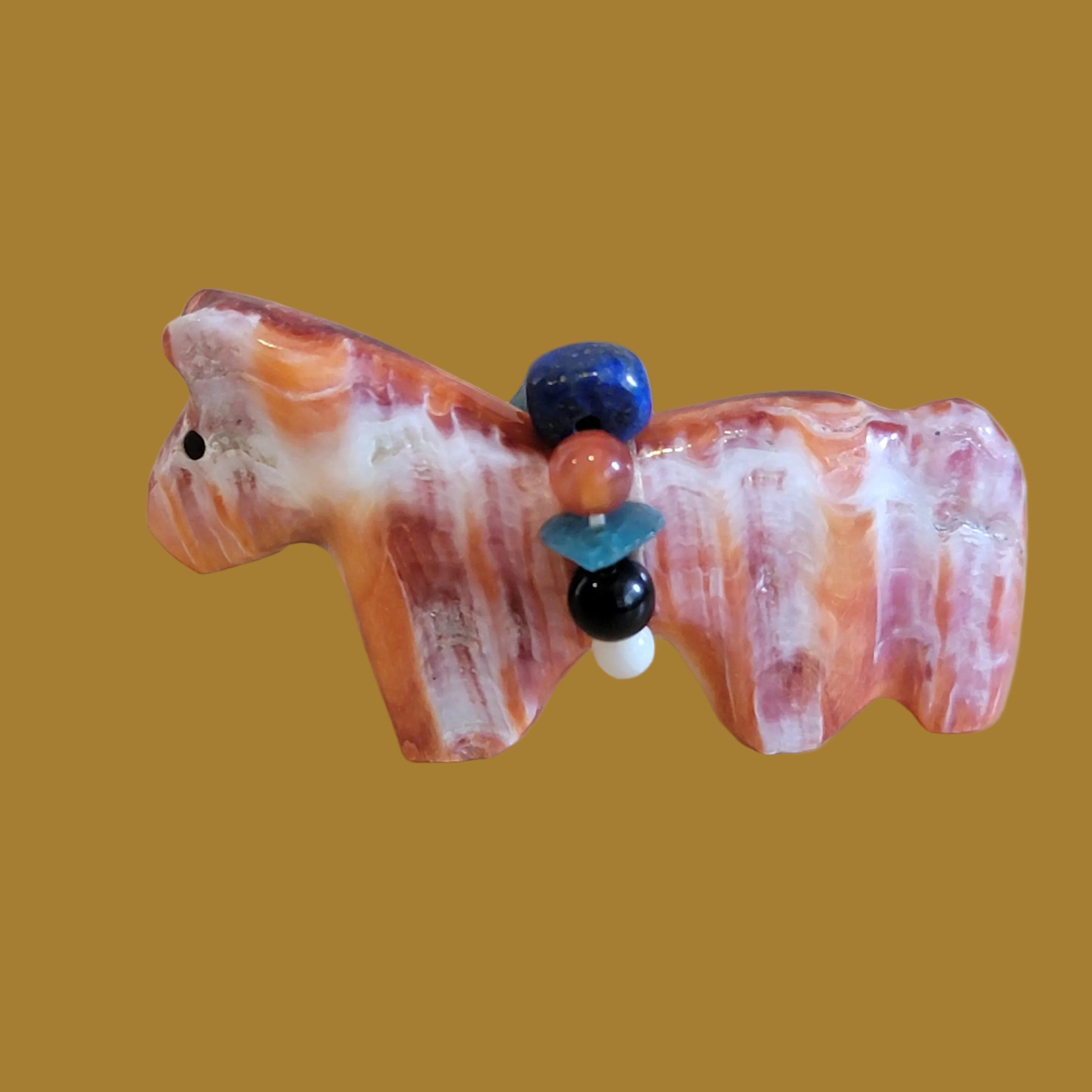 Spiny Oyster Shell Horse w/ Fancy Gemstone Bundle Zuni Fetish