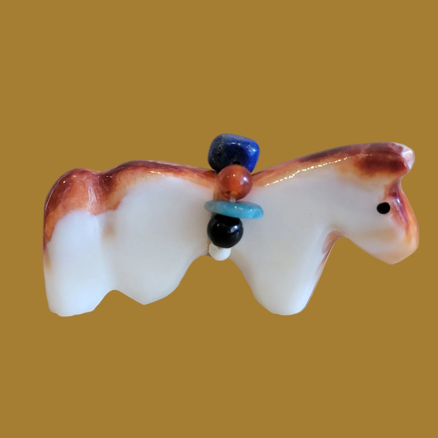 Spiny Oyster Shell Horse w/ Fancy Gemstone Bundle Zuni Fetish