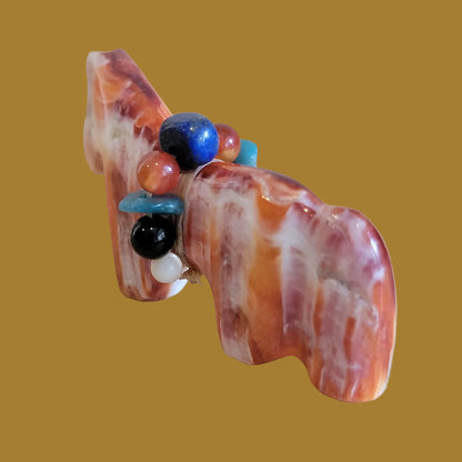 Spiny Oyster Shell Horse w/ Fancy Gemstone Bundle Zuni Fetish