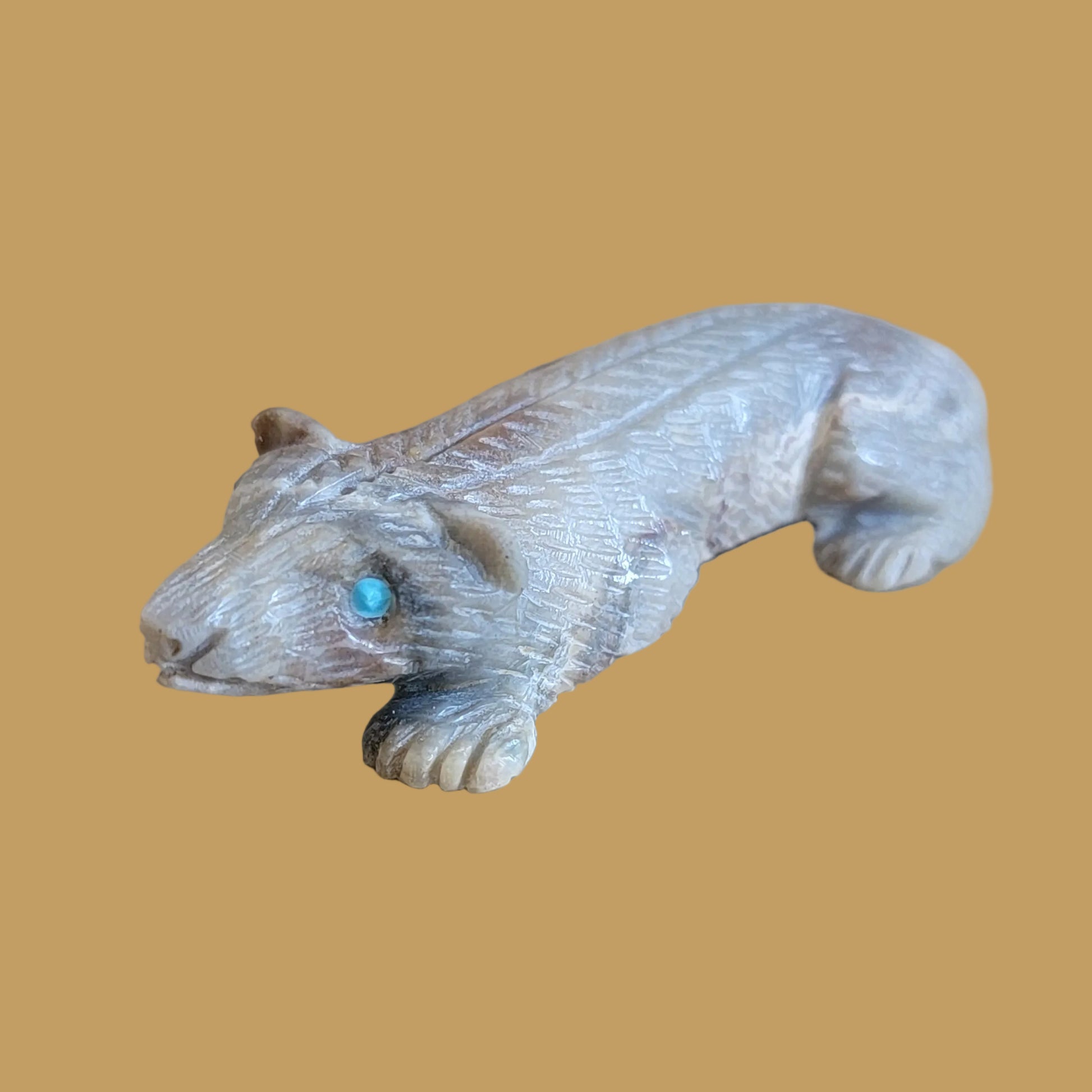 Picasso Marble Prowling Badger Zuni Fetish