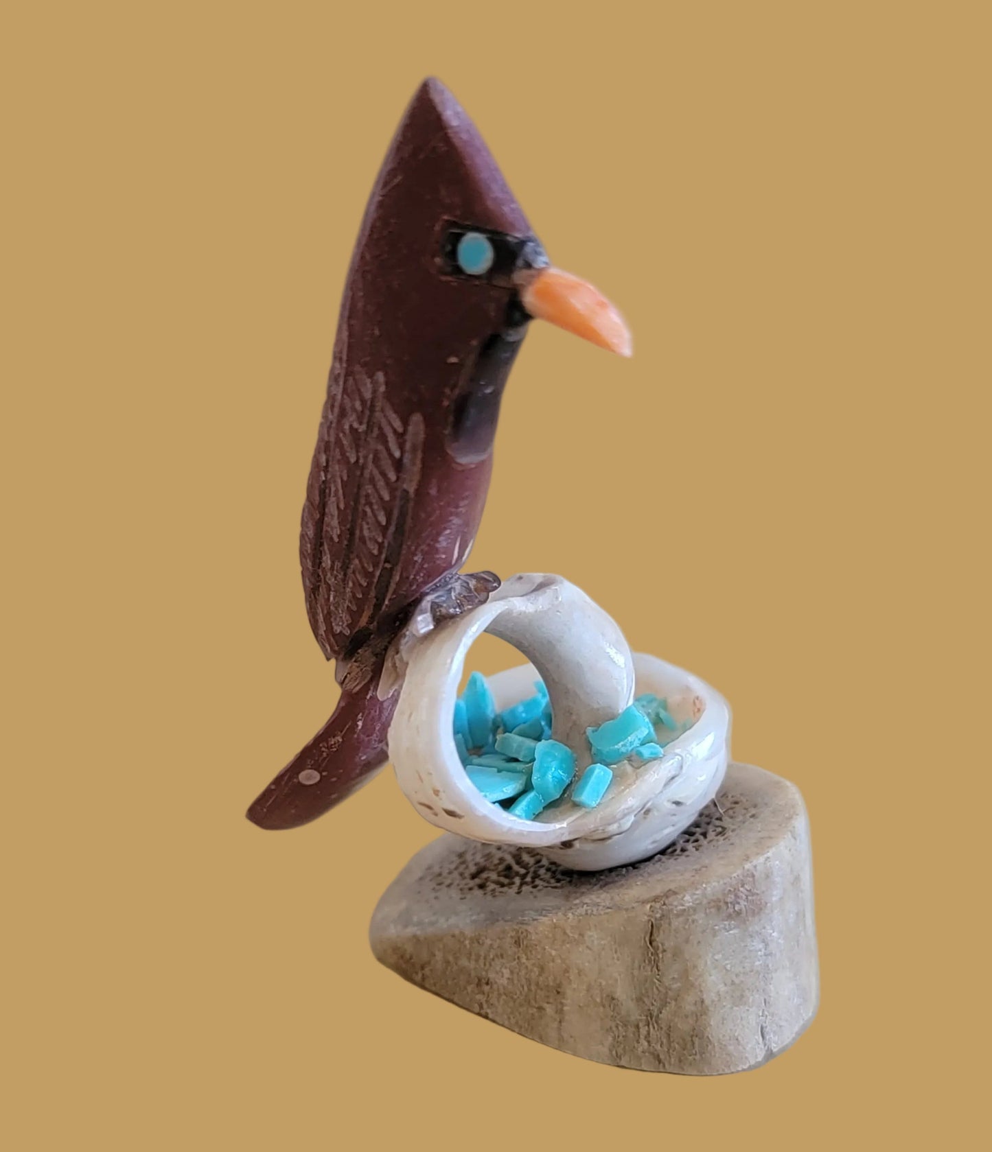 Perched Pipestone Cardinal Zuni Fetish