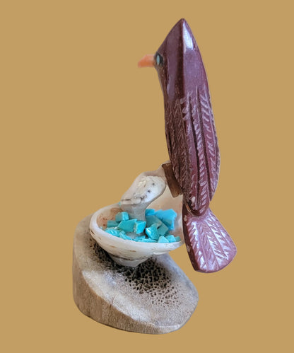 Perched Pipestone Cardinal Zuni Fetish