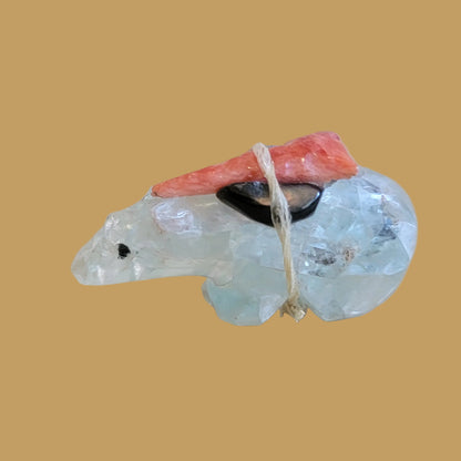 Fluorite Bear w/ Pack Zuni Fetish