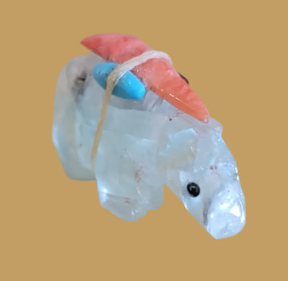 Fluorite Bear w/ Pack Zuni Fetish