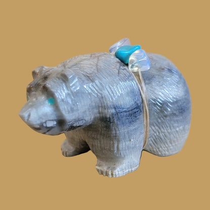 Powerful Picasso Marble Bear w/ Pretty Pack Zuni Fetish