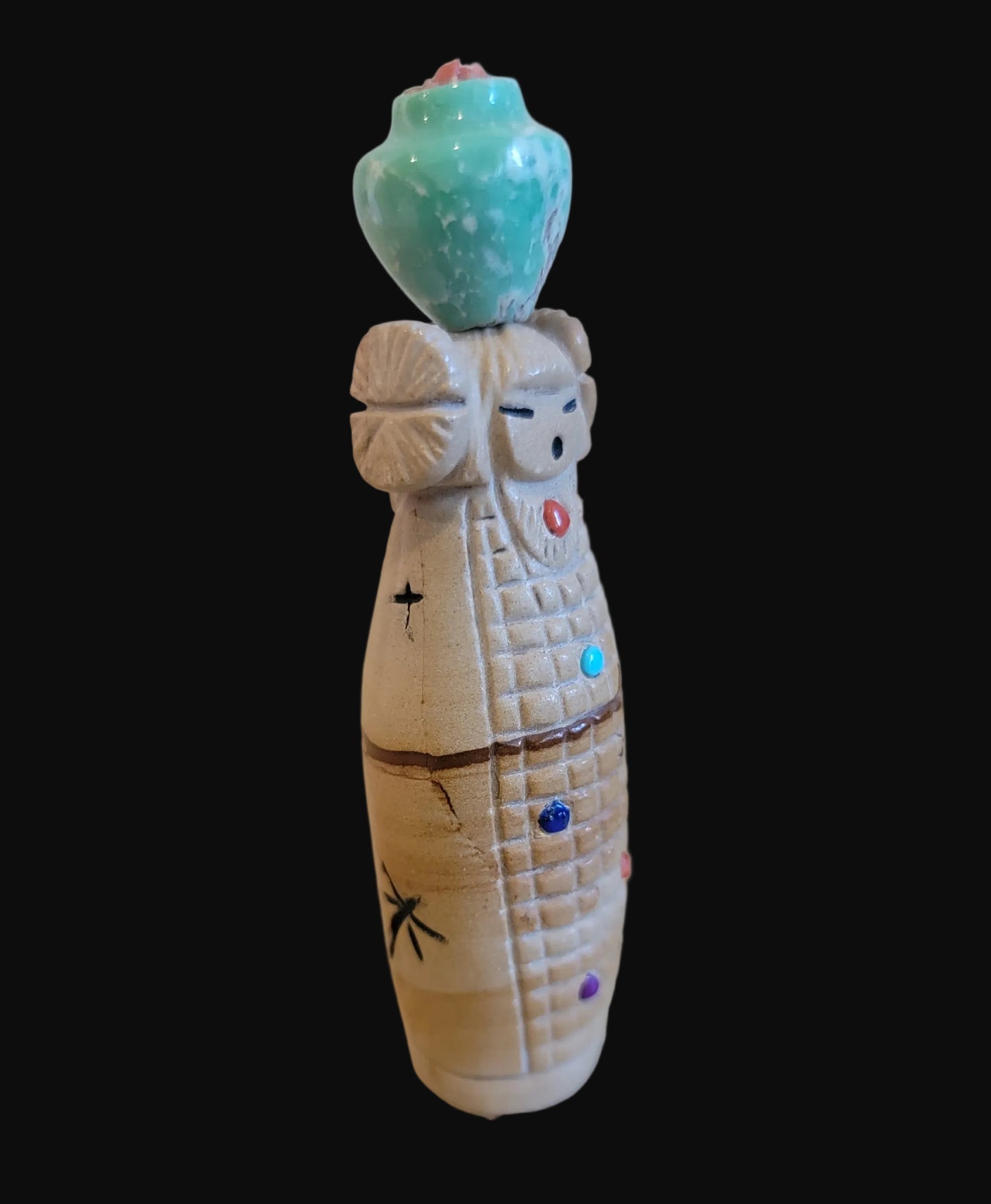 Double Sided Jasper Zuni Maidens w/Olla Zuni Fetish