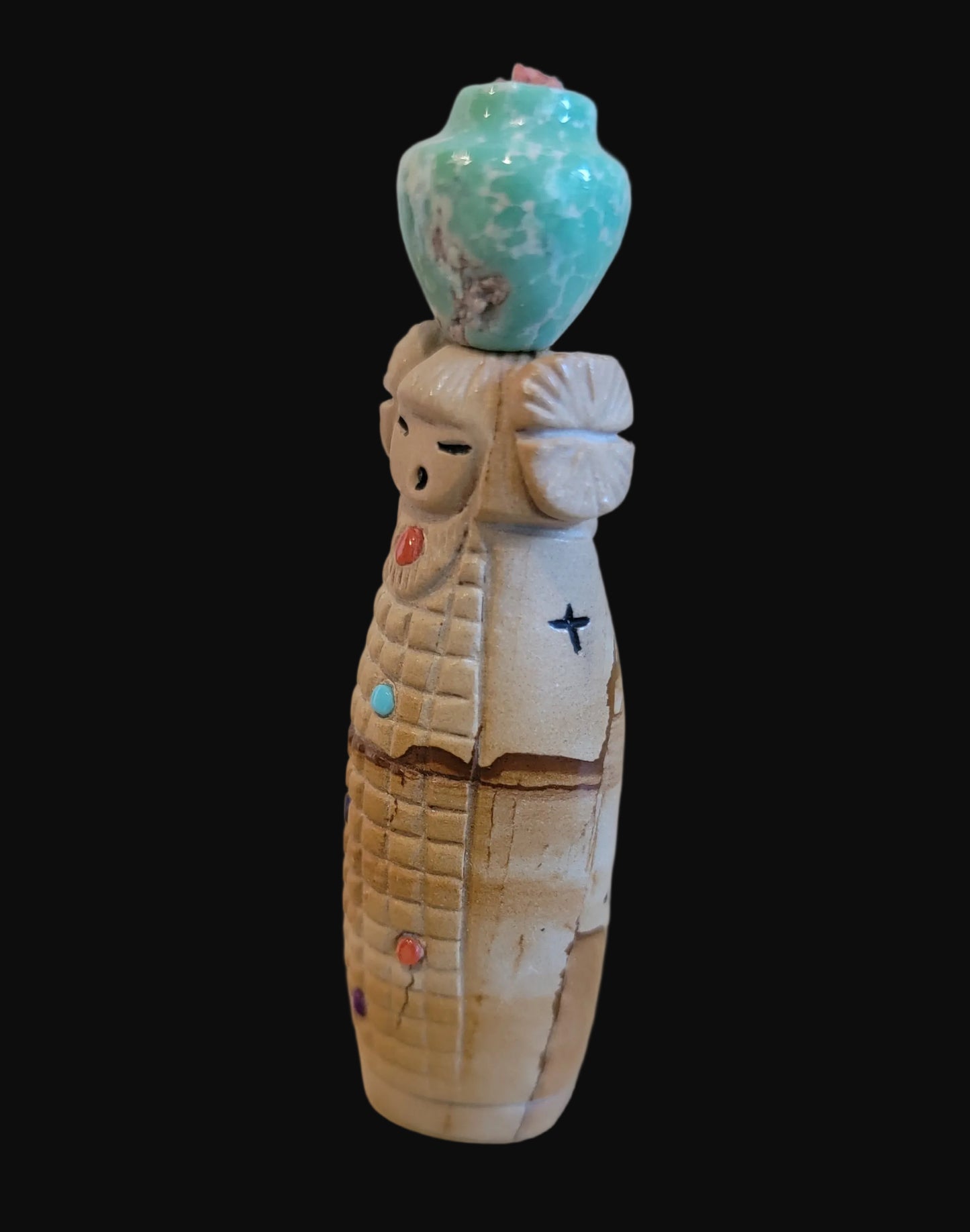Double Sided Jasper Zuni Maidens w/Olla Zuni Fetish