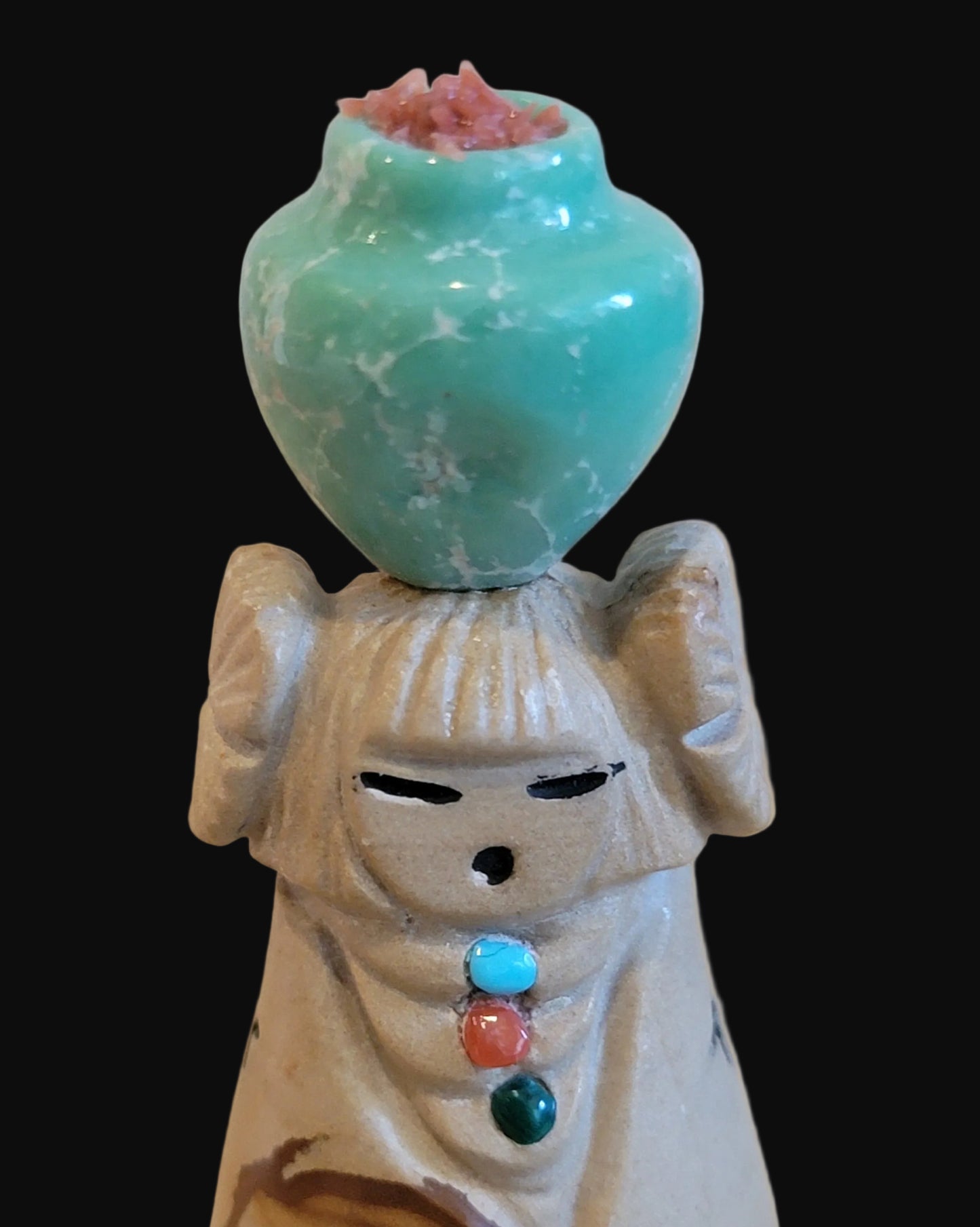 Double Sided Jasper Zuni Maidens w/Olla Zuni Fetish