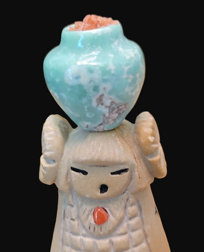 Double Sided Jasper Zuni Maidens w/Olla Zuni Fetish