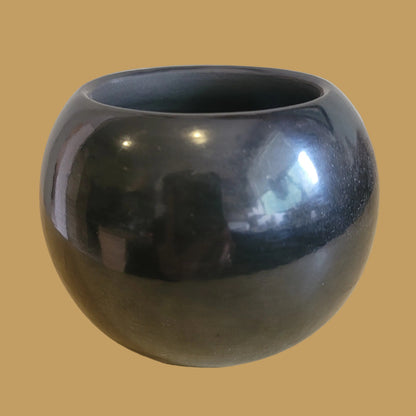 Elegant Highly Polished Santa Clara Pueblo Blackware Pueblo Pottery Bowl