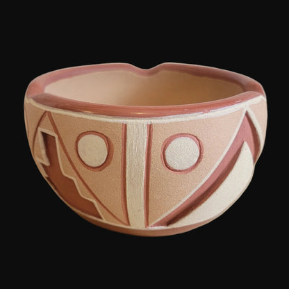 Vintage San Juan Carved Pueblo Pottery w/ Unique Rim
