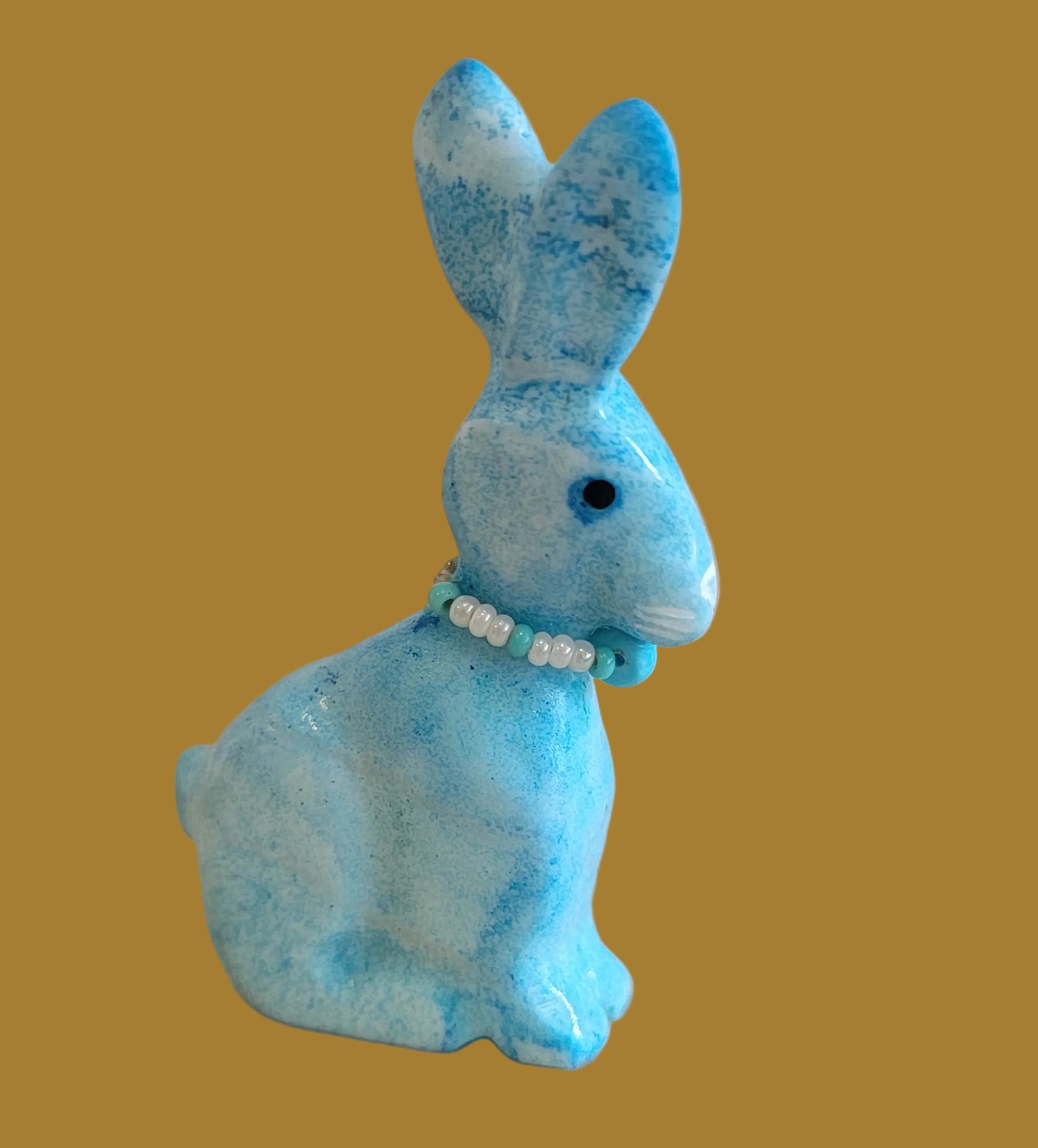 Easter Egg Dyed Blue Marble Bunny Zuni Fetish
