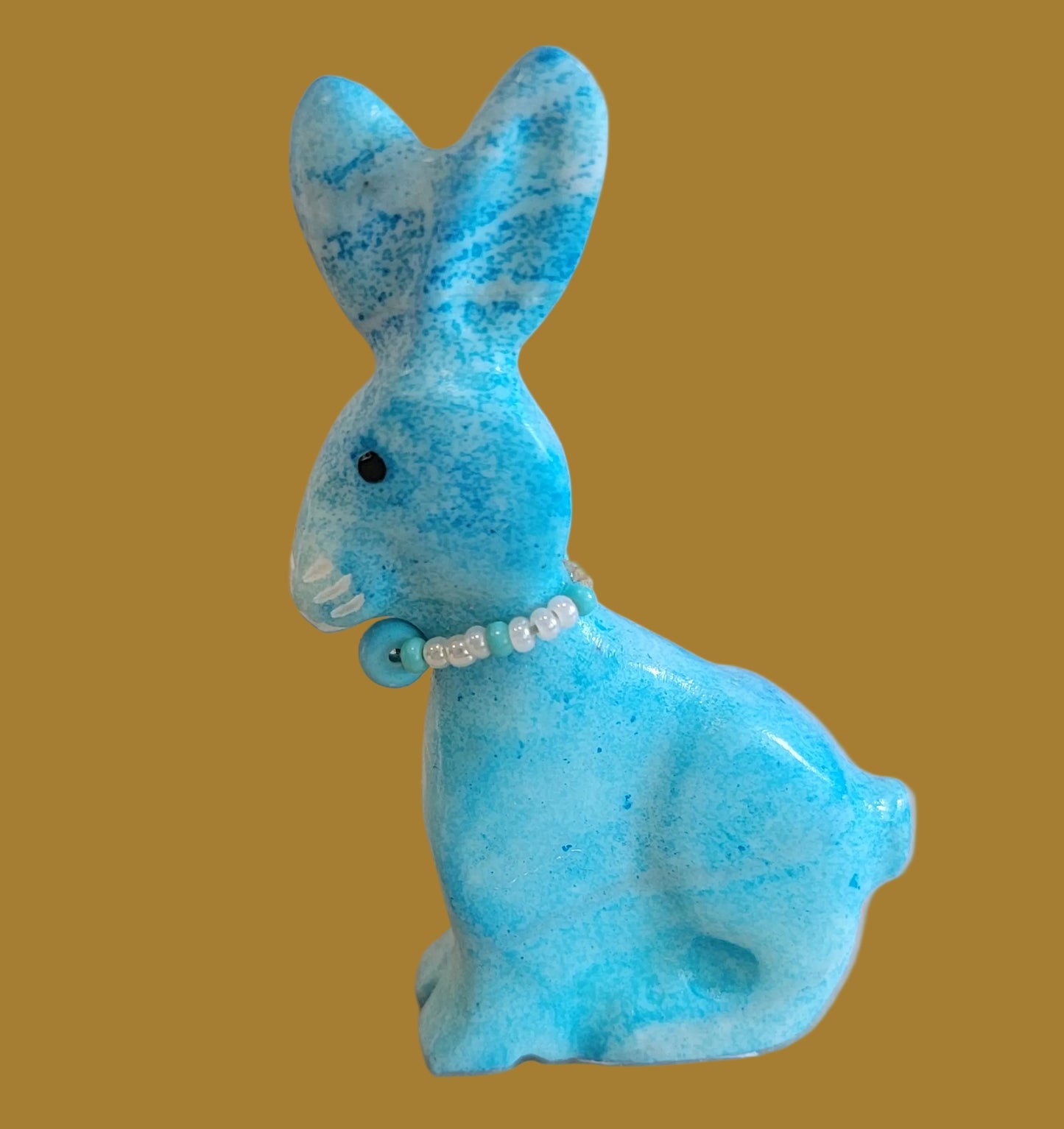 Easter Egg Dyed Blue Marble Bunny Zuni Fetish